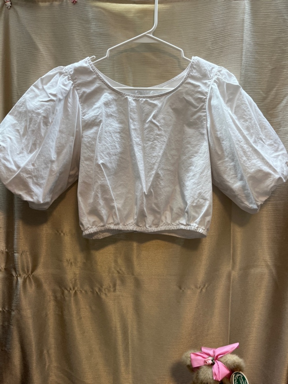 H&M White Puff-Sleeve Cropped Top